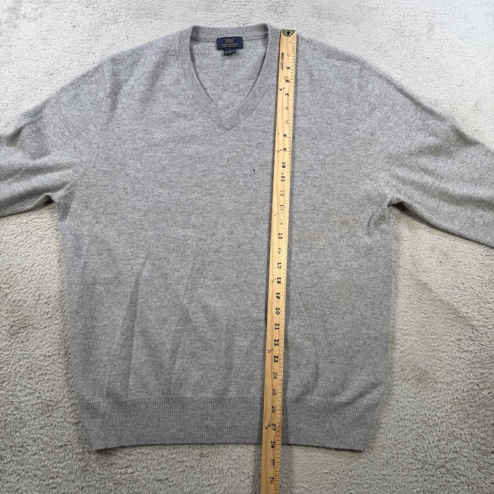 Brooks Brothers Sweater Men Large Grey 100% Cashmere Crewneck Pullover Pure Soft - Picture 7 of 10